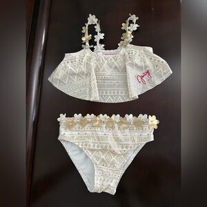 Juicy Couture Gold and White Floral Swimsuit